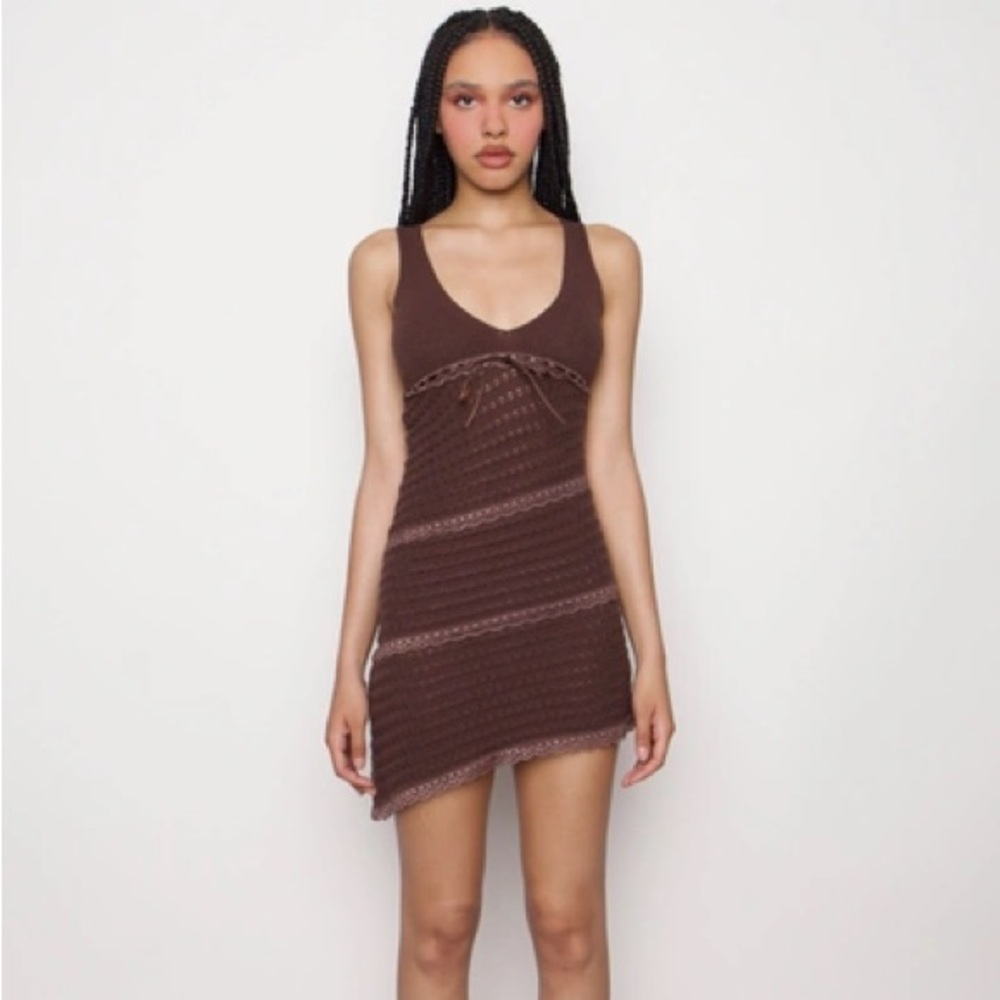 🤎guizio brown blossom knit dress🤎